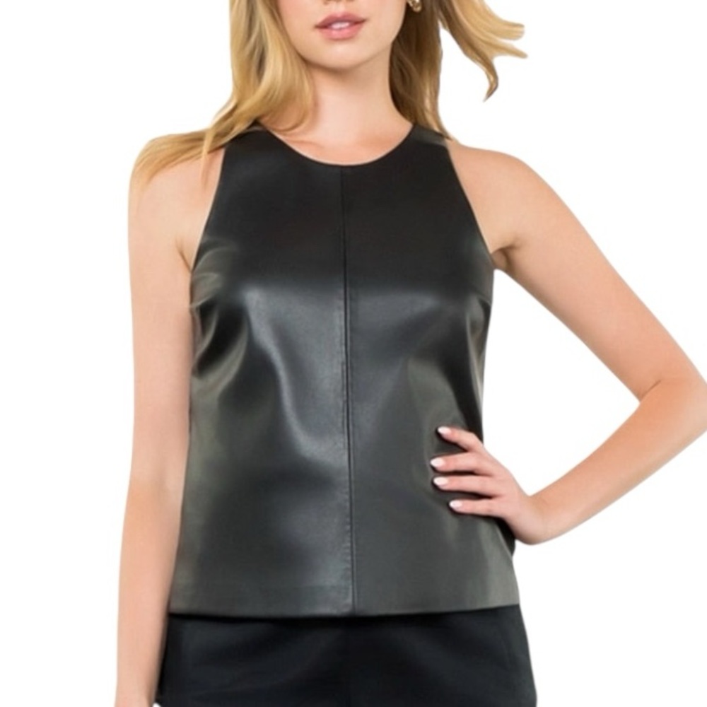 THML Black Faux Leather Sleeveless Tank Top - XS